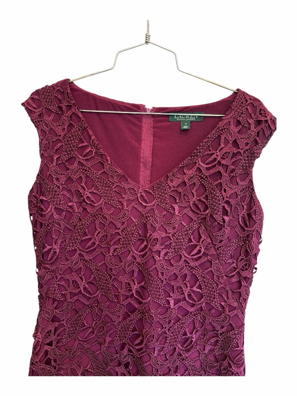 Lauren Ralph Lauren Burgundy Lace Sheath Dress Size 6 Cocktail Guest - Picture 6 of 12